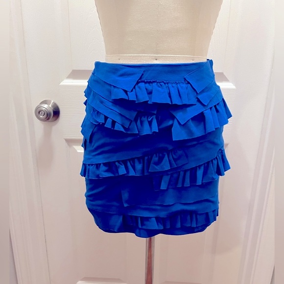 Anthropologie/Aryn K blue tiered mini skirt - Picture 1 of 3